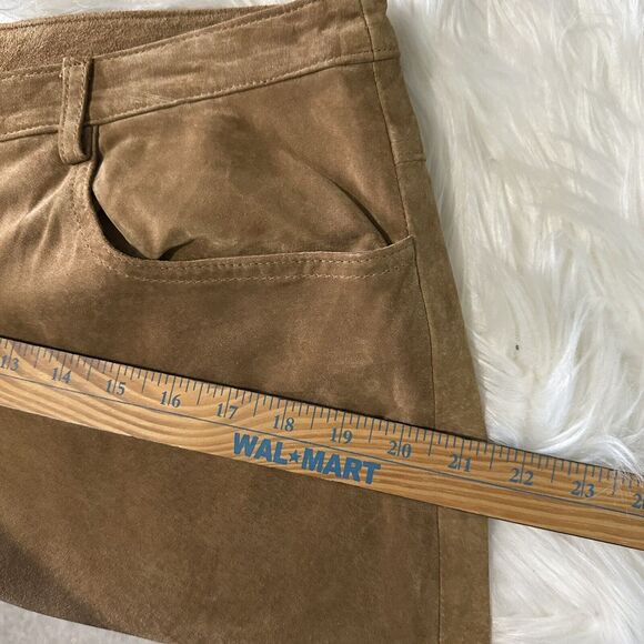 Y2k Leather Suede Pants Size 16 Lined Straight Leg High Rise Pockets Vintage - Picture 12 of 13